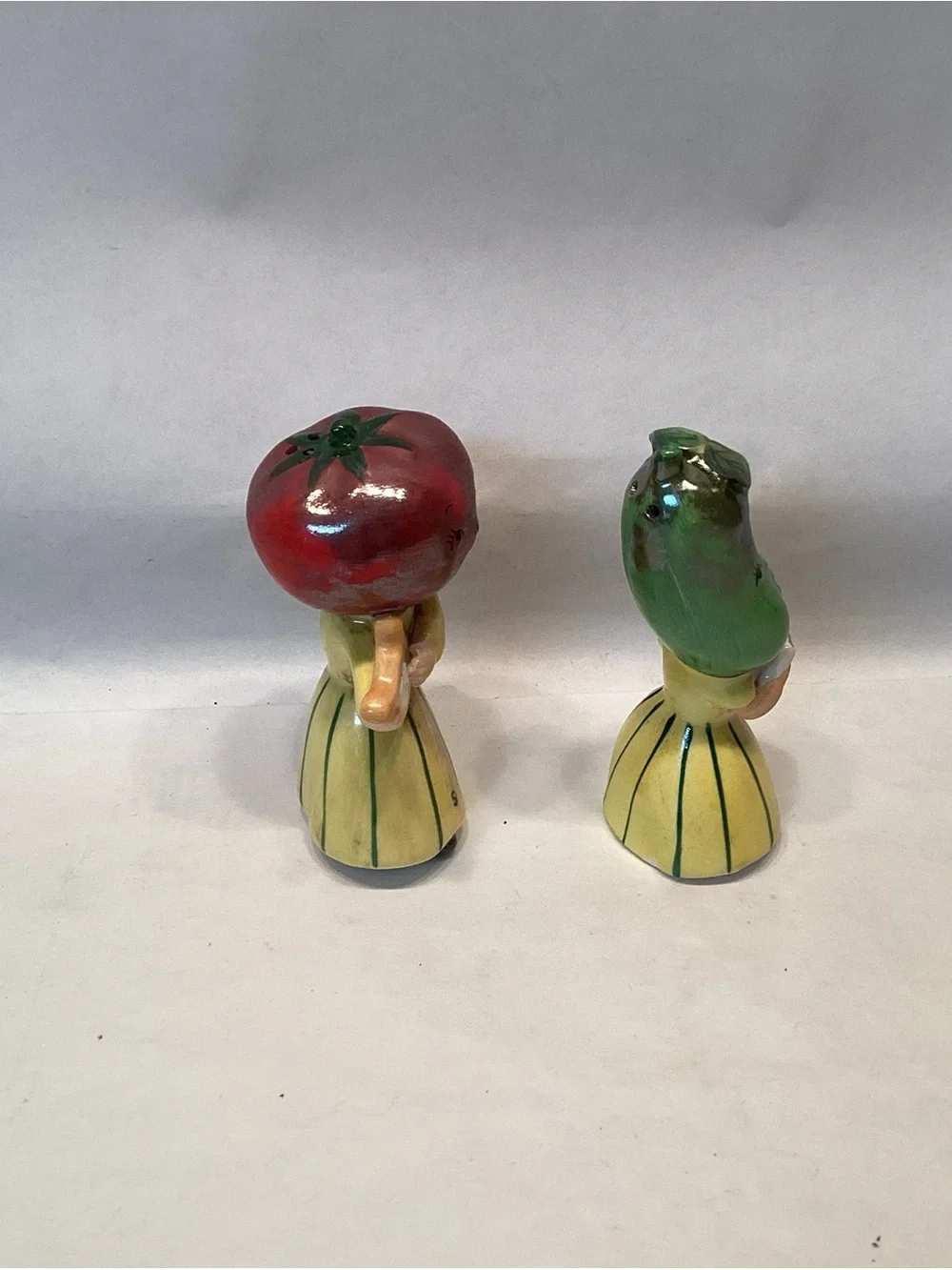 Vintage Anthropomorphic Cucumber & Tomato Salt & Pepper NEW OS Napco Japan 50s